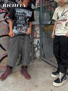 Print Men's Summer Round Neck Short,Y2k Style Manfinity Sleeve Casual Cotton Cotton T-Shirt,Halloween - màu đen - Xem 3