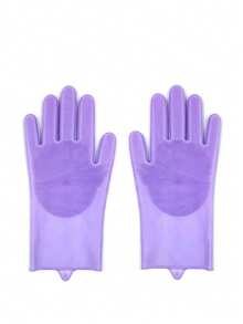 1/2/4 双耐用硅胶仿皮厨房清洁洗碗手套，防水，适用于家务、洗菜、洗碗，厚实耐磨厨房手套 - 彩色 - 查看 12