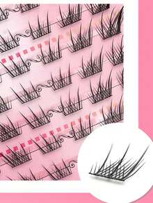 Ciglia finte Ondine da 60/100/120 ciuffetti, senza colla, non rimovibili, con steli sottili, ciglia segmentate simulate, ciglia morbide a più segmenti di grande capacità, ciglia finte a singolo ciuffetto per principianti