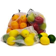 Reusable Mesh Produce Bags - Washable Set Of 9 Premium Bags, TRANSPARENT Lightweight, Strong SEE-THROUGH Mesh For Shopping, Transporting And Storing Fruits And Veggies.