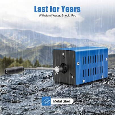 F20 Manual Hand Crank Generator - 20W Emergency Power Supply For Phones/Laptops/Radios, 5V-28V Adjustable Output With USB, Compact 5in Portable Outdoor Charger (Blue)