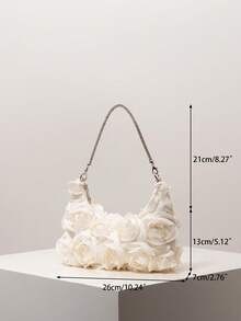 Túi đeo vai họa tiết hoa hồng thanh lịch, Túi hoa, Túi dự tiệc cưới, Túi dự tiệc, Phụ kiện dự tiệc, Túi xách nữ phong cách cao cấp, Đồ cưới, Túi xách nữ thanh lịch (Họa tiết có thể thay đổi) - Màu be - Xem 7