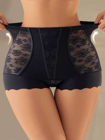 Culottes taille haute en dentelle avec contrôle du ventre pour femmes, sous-vêtements affinants sans couture, légers