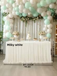 4pcs/1pc Pleated Solid Color Tableskirt, Suitable For Rectangular, Square, Round Tables, Ruffled Tablecloth, Wrinkle-Resistant And Easy To Clean, Applicable For Birthday Cake Table Decor, Banquet And Wedding Party, Bridal Shower, Various Party Celebrations