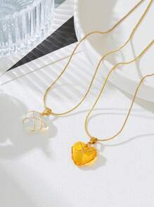 2 Moonstone Necklaces Rose Stone Heart Necklace Set Y2k Women's Friendship Necklace Couple Necklace Prom Jewelry - 2PC Heart Necklace - View 5