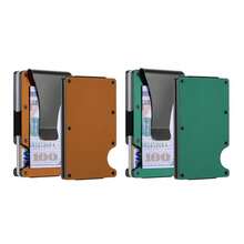 1 Or 2-Pack: RFID Blocking Slim Credit Card Holder Wallet For Men – Minimalist, Scratch-Resistant, With Removable Money Clip | Modern, Durable, Everyday Carry - 綠色和棕色 - 查看 1