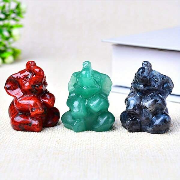 1pc Natural Quartz Crystal Elephant Carving, Desktop Decorative Item, Ideal Choice For Crystal Gifts, Crystals And Stone