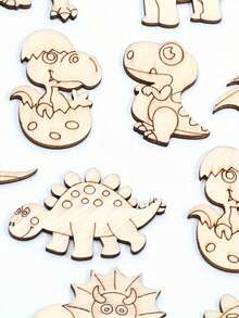 25/50 Pcs DIY Wooden Cartoon Dinosaur Craft Set - Unfinished Hollow Cut Painting And Decoration, Perfect For Home, Wedding, Party, Birthday - Multicolor - View 7