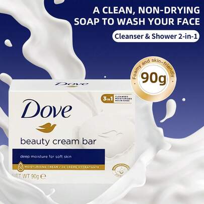  1pc 90g Dove Classic Original Moisturizing Cleansing Bar Soap, Gentle Skin-Friendly Formula, Suitable For All Skin Types, Daily Use And Travel