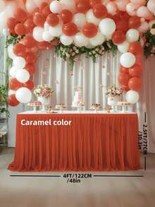 4pcs/1pc Pleated Solid Color Tableskirt, Suitable For Rectangular, Square, Round Tables, Ruffled Tablecloth, Wrinkle-Resistant And Easy To Clean, Applicable For Birthday Cake Table Decor, Banquet And Wedding Party, Bridal Shower, Various Party Celebrations