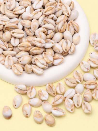 50 قطعة من الإكسسوارات البلاستيكية بتصميم بسيط على شكل قذيفة للخرز والصنع اليدوي للمجوهرات، مناسبة لصنع الأساور والقلائد والأقراط