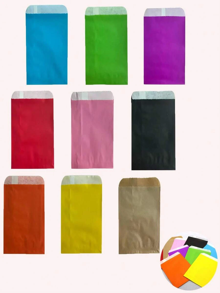 25/50 件彩色牛皮纸袋、礼品袋、零食袋、礼品包装袋、婚礼生日新年派对礼品用品礼品袋 - 彩色 - 查看 1