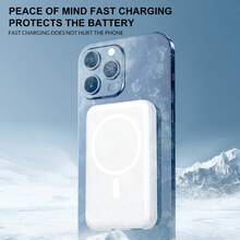 XBJ Pin dự phòng không dây từ tính nâng cấp sang trọng, Bộ sạc mini di động ngoài trời tiện dụng, Pin dự phòng 5000 MAh và 3 trong 1 để sạc điện thoại di động, Thích hợp để mang theo ngoài trời và du lịch đường dài, Thích hợp cho nhiều mẫu điện thoại di động Apple, Lựa chọn hoàn hảo làm quà tặng Thích hợp cho kỳ nghỉ hè Du lịch/Cắm trại ngoài trời và Bộ sạc dự phòng khẩn cấp rảnh tay Quà tặng cho gia đình, bạn bè, Bộ sạc di động sinh nhật - Pin dự phòng từ tính thông minh nâng cấp - Xem 7