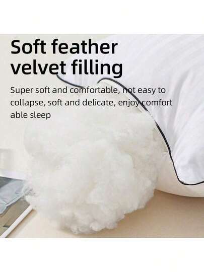 1pc Hotel Home Bed Pillow, Luxe Quality, Made Premium Zachte Feather Alternative Filling, Com Tafel High Elasticity Pillows, Bedroom, Guest Room, Dorm Room (45 66cm 1/ Set) view 5