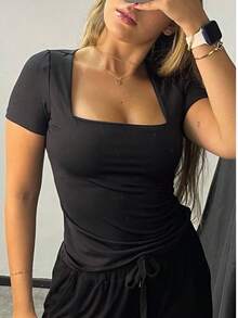 Kit 3 Short Sleeve Blouses With Square Collar - 彩色 - 查看 8