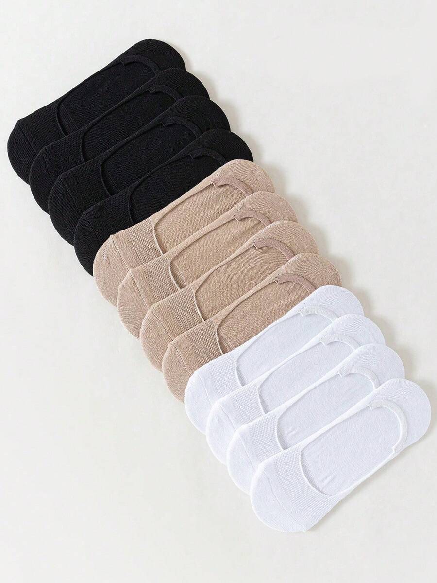 10/12 双女士结饰简约船袜隐形袜，防滑透气针织面料，适合春夏季休闲通勤运动返校礼物 - 彩色 - 查看 1