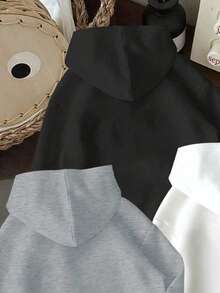 3pcs/Set Tween Boy Cartoon Print Warm Hooded Sweatshirts - Multicolor - View 6