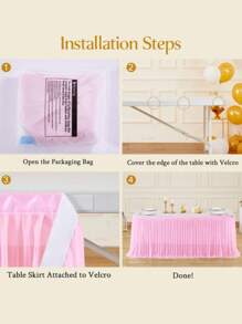 4pcs/1pc Pleated Solid Color Tableskirt, Suitable For Rectangular, Square, Round Tables, Ruffled Tablecloth, Wrinkle-Resistant And Easy To Clean, Applicable For Birthday Cake Table Decor, Banquet And Wedding Party, Bridal Shower, Various Party Celebrations