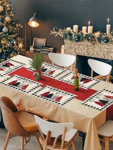 4/6 piezas Manteles individuales con estampado a cuadros búfalo de árbol de Navidad, estilo retro de lino aislado antideslizante, adecuados para decoración de mesa de cocina en el hogar, ambiente navideño, decoración rústica, suministros para fiestas, regalo