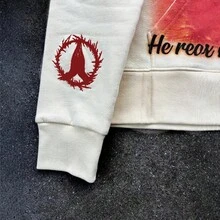 Men's Street Casual Hoodie Printed With Rhinestones, Long Sleeved Pullover Hoodie, Retro Jacket, Street Y2k - trắng - Xem 4