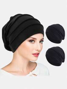3 件装女士无檐便帽、化疗帽、睡眠帽、光头帽、穆斯林头巾帽，适合日常使用