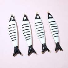 2pcs 40x8mm Enamel Stripe Fish Charms Pendant Stainless Steel DIY Jewelry Making Accessories Findings For Necklace Earrings - Fish - View 8