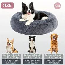 1 pieza Cama para mascotas con forma de rosquilla, Almohadilla y Casa para Gatos - Suave y Esponjoso Pelaje Sintético, Cálido y Suave, Adecuado para Perros y Gatos Pequeños, Medianos y Grandes. - Gris Claro - Ver 3