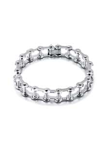 1 件复古朋克风格自行车链手链，男士街头时尚腕饰，高品质不锈钢首饰 - 鈦鋼男士手鍊 - 查看 4