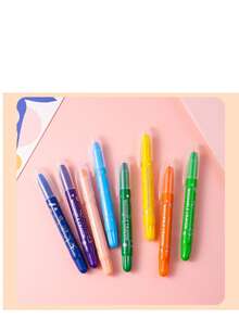 6pcs/10pcs Water-Soluble Large Capacity Colorful Crayon Rotary Drawing Pen, Children's Non-Staining Painting Brush, Oil Painting Brush