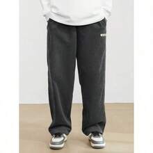 Men's Solid Color Casual Everyday Trousers Men's Streetwear Pants, Boy Friend Gifts, Back To School - 深灰色 - 查看 4