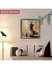 1/2 Stücke Halloween Hexe Holzrahmen Schild Tischdekoration Heim Wandbehang Herbst Büro Studentenwohnheim Feiertags Party Zubehör Geschenk