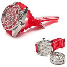 1pc 40mm Red Creative Watch Shaped Metal Grinder, 2-Layer Metal Herb Grinder, Tobacco Grinder - Red - View 2