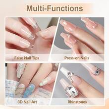 GLOZ Solid Nail Glue Gel For False Tips, 15g Strong Adhesion For Press On Acrylic Tips, Clear Hard Gel 3D Sculpting For Nail Art, UV Light Cured