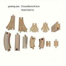 50-teiliges Holzeisenbahn-Set, markenübergreifendes kompatibles Holzeisenbahn-Set mit Anschlussadaptern als Oster- und Geburtstagsgeschenk