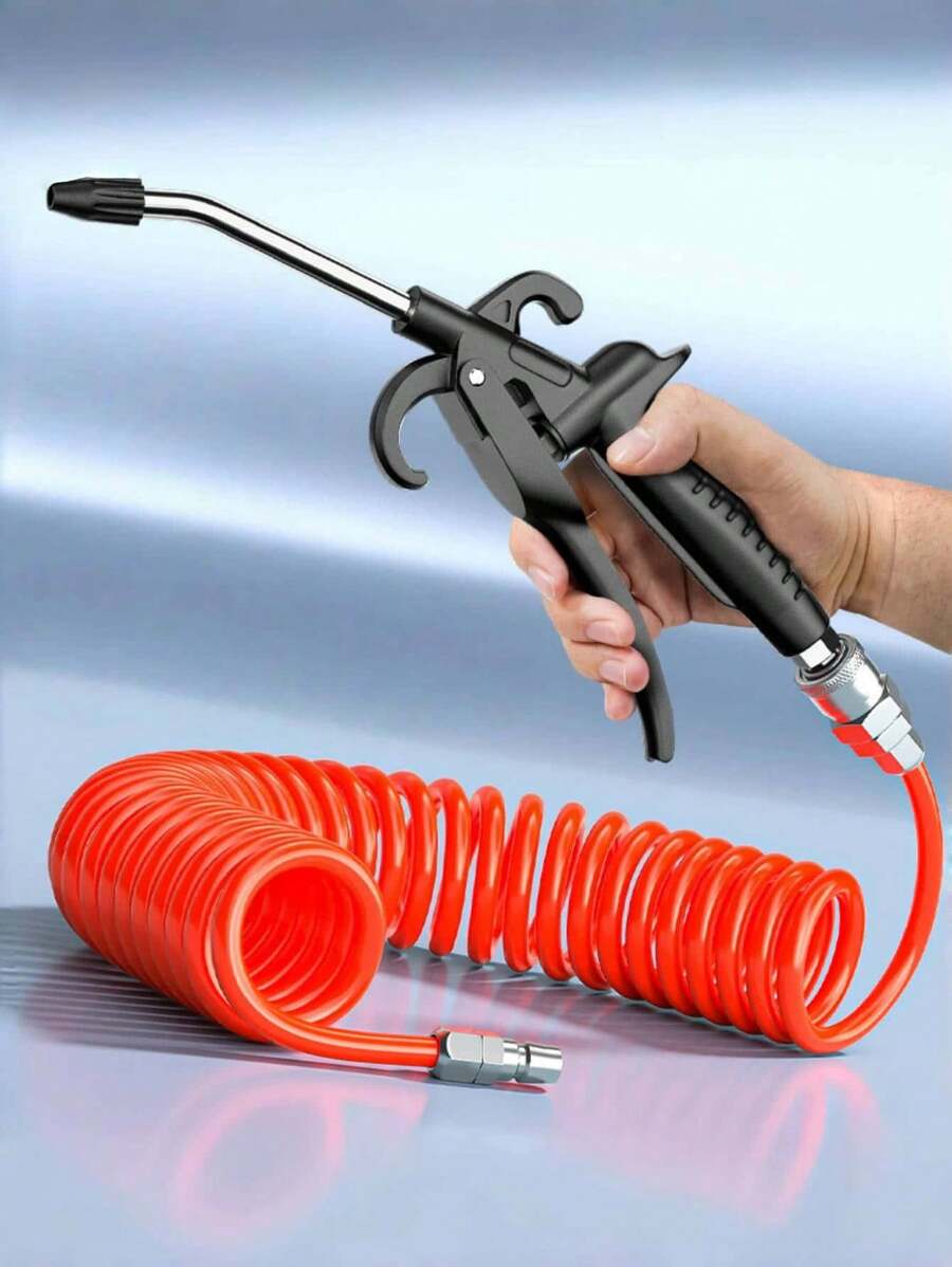 1个高流量气枪 - 工业及家用气嘴，PP材质，适用于空气压缩机除尘，黑色，气枪配件