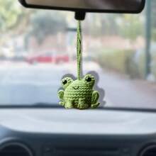 Phụ kiện treo gương chiếu hậu hình ếch/anh đào/vịt/nấm móc thủ công, trang trí gương chiếu hậu ô tô cho phụ nữ - Nhiều màu - Xem 3