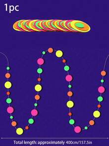 2条装 - 118英寸UV波点纸质霓虹丝带，在黑光灯下会发出霓虹光，适用于UV派对、霓虹派对、荧光派对、婚礼、生日装饰、横幅等。 - 彩色 - 查看 10