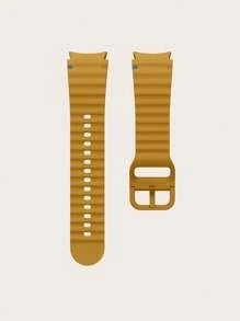 1pc Yellow Silicone Contrast Color Stitching Wave Pattern Smart Watch Strap Compatible With Samsung Galaxy Watch 4/5/6/7 40mm/42mm/43mm/44mm/45mm/46mm/47mm/5 Pro