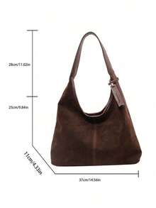 Dedoo 1pc Solid Color New PU Personalized Daily Commute Handbag, Minimalist Tote Bag, Shoulder Bag, Underarm Bag With Modular Envelope Pouch And Coin Purse - Coffee - View 3