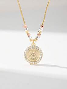1 chiếc vòng cổ mặt thánh giá Đức Mẹ Đồng Trinh ba màu mạ điện bằng hạt đồng thủ công, thích hợp làm quà tặng cho người yêu, bạn bè, gia đình, đeo hàng ngày hoặc lễ hội, cầu nguyện - Vàng - Xem 10