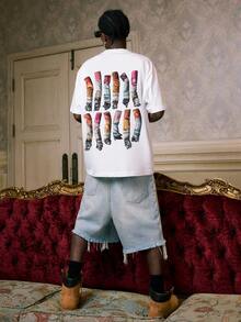 American Retro Y2K! Noissey Cigarette Printed Double Sided 180g Pure Cotton Round Neck Short Sleeve T-Shirt, Funny White Graphic Tee, Breathable, Comfortable And Skin-Friendly Fabrics Suitable For Summer Wear And As A Gift - trắng - Xem 5