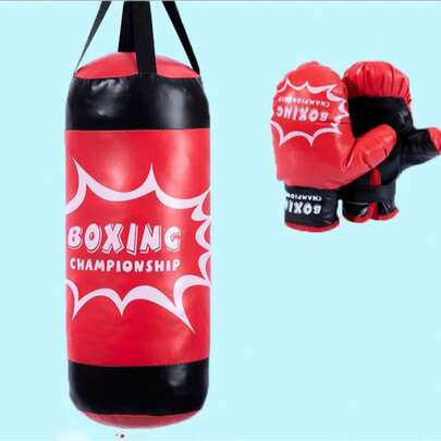 1 件 2025 新款拳击沙袋，适合 3-14 岁儿童，男孩/女孩带手套的沙袋，悬挂式实心 PU 皮革填充运动玩具，运动大玩具，生日/圣诞节/万圣节礼物，完美礼物