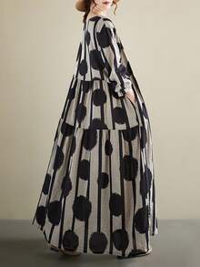 AZAH Bluzki, Jesienna nowość 2025, Luźna sukienka z okrągłym dekoltem i długimi rękawami, Sukienka damska w rozmiarze plate, Luźna sukienka plażowa w stylu boho na wakacje, Sukienka bazowa, Jedna sukienka, Długa sukienka jesienna