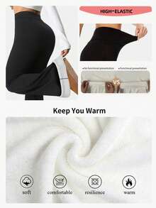 1件装女士户外运动喇叭裤，加厚保暖打底裤，高腰修身弹力裤，适合冬季穿着，抓绒面料