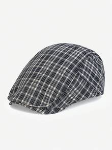 1pc Unisex Fashion Plaid Beret Hat, Retro British Style Newsboy Cap, Suitable For Autumn/Winter Outdoor Daily Wear, Great Gift