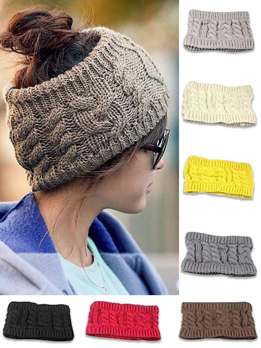 1pc Women's Twisted Knitted Skiing Hat - Knitted Winter Warm Hat, Soft, Comfortable And Elastic Design, Multi Functional Fashion Accessory, Outdoor Sports Headscarf, Essential For Snow Activities, Warm Material, Lifestyle /It Is Normal For This Product To Have An Odor, And It Needs To Be Cleaned Before Use For The First Time - Multicolor - View 1