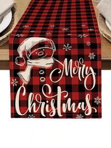 1pc Christmas Pattern Printed Table Runner, 4pcs Christmas Pattern Printed Placemats, Suitable For Holidays, Parties, Birthdays, Dinners, Kitchen & Dining Room Table Decor, All Season Home & Living Decor