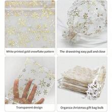 20/40 Túi quà Organza hình bông tuyết vàng 5x7 inch có dây rút dùng cho tiệc Giáng sinh Túi quà tặng tiệc sinh nhật Frozen Túi quà tiệc xứ sở thần tiên mùa đông Túi đựng đồ trang trí Giáng sinh số lượng lớn - Vàng - Xem 4