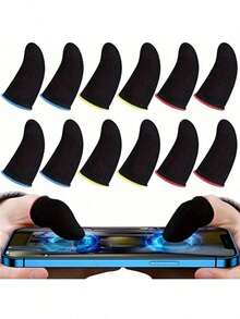 10pcs/20pcs Breathable Anti-Sweat Game Finger Sleeves, Comfortable & Precise, Enhance Gaming Experience, Elastic/Odor-Resistant/Good Conductivity - Multicolor - View 2
