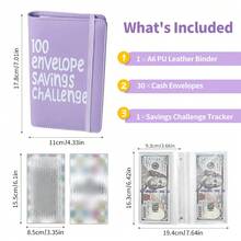 100 Days To Save Loose-Leaf Notebook And Unlimited Writing Pencils, Challenge Coin Envelope Budgeting Booklet, Challenge Yourself To Save $5, 050in 100 Days, Develop A Good Habit, Cash Saving Challenge Journal - 100-day Lacing Style Pink - View 4